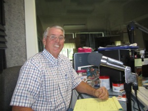 Tony White, dairy famer from Marshall County Tennessee, at radio station WJJM-FM